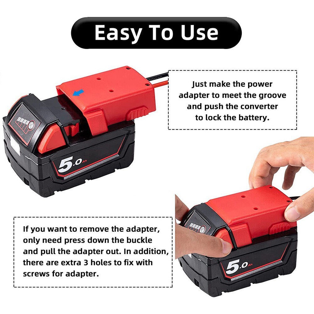 Battery Adapter Compatible with Milwaukee M18 Wiring 18V DIY Dock Power Wheel