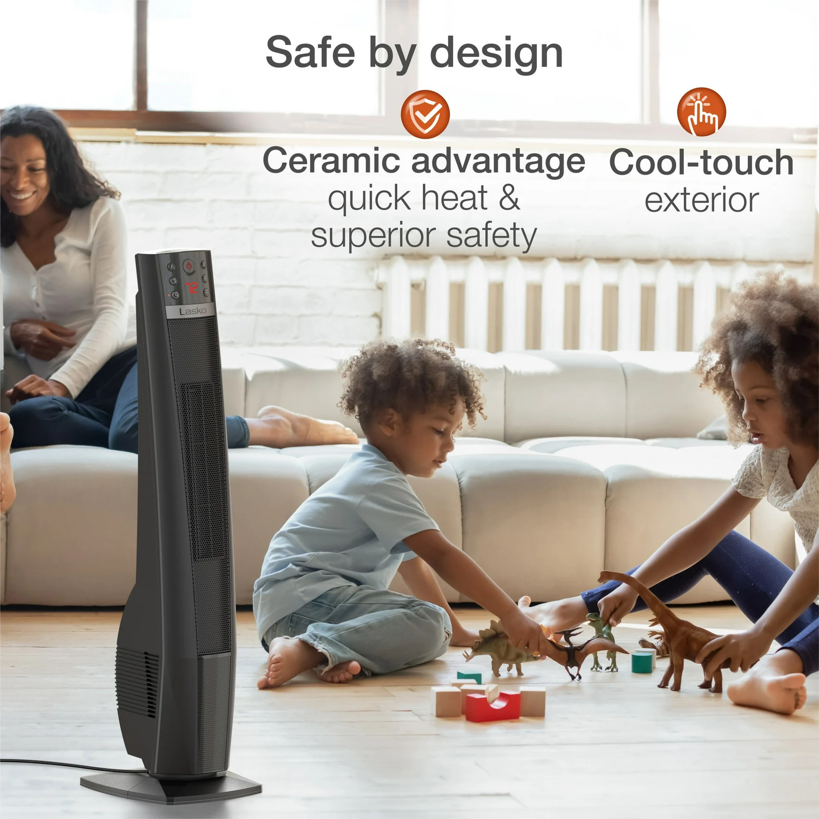 Lasko Oscillating 32″ Ceramic Tower Space Heater 1500W Remote Control 8hr-Timer