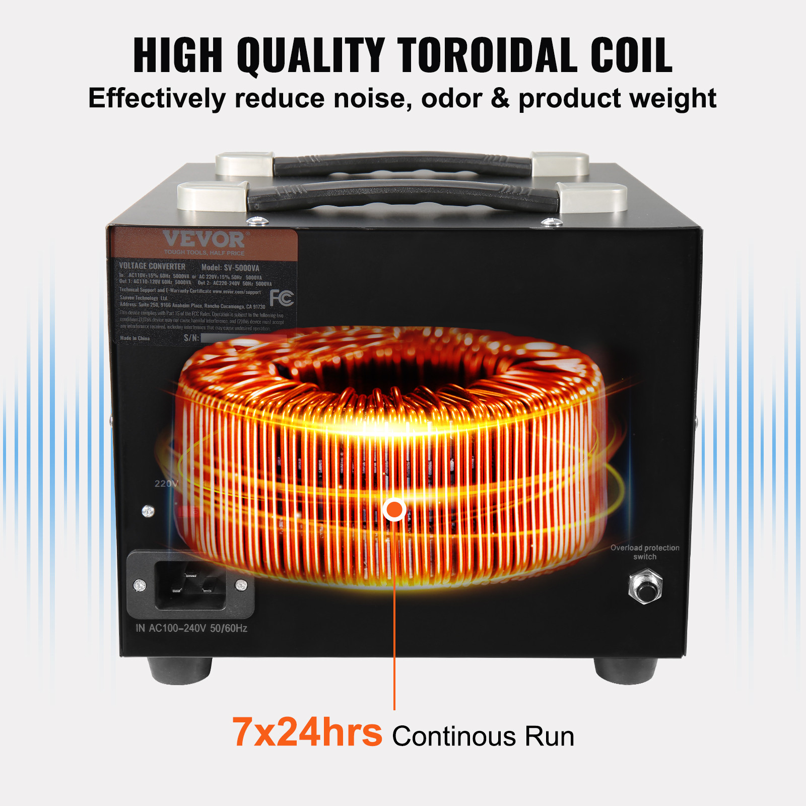 VEVOR 3000W Voltage Converter Transformer Step Up/Down 220V-110V /110V-220V CE