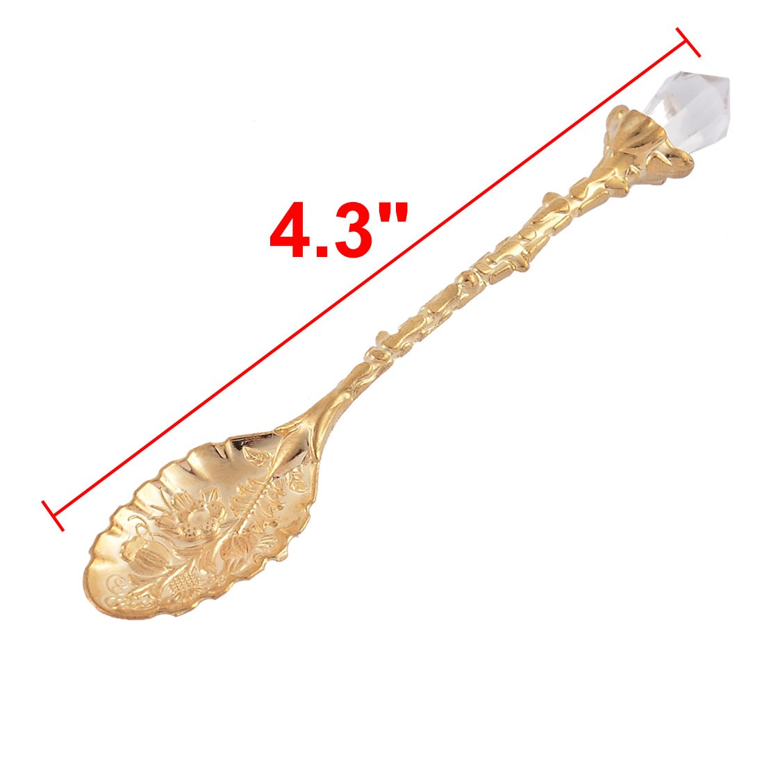 Stainless Steel Flower Pattern Mini Dessert Coffee Tea Spoon Gold