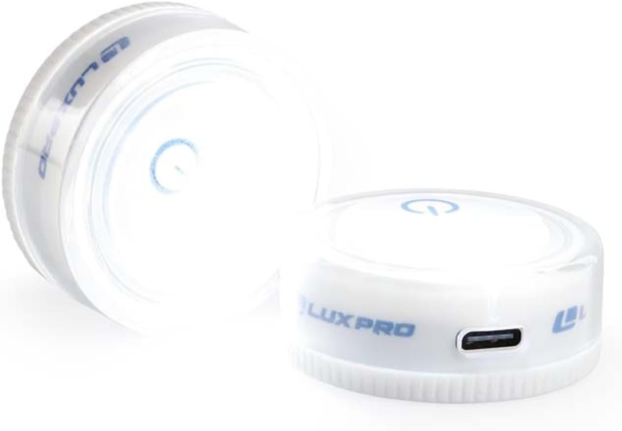 LUXPRO Waterproof Micro LED Rechargeable Puck Lights – Mini Puck Lights – 2 Pack