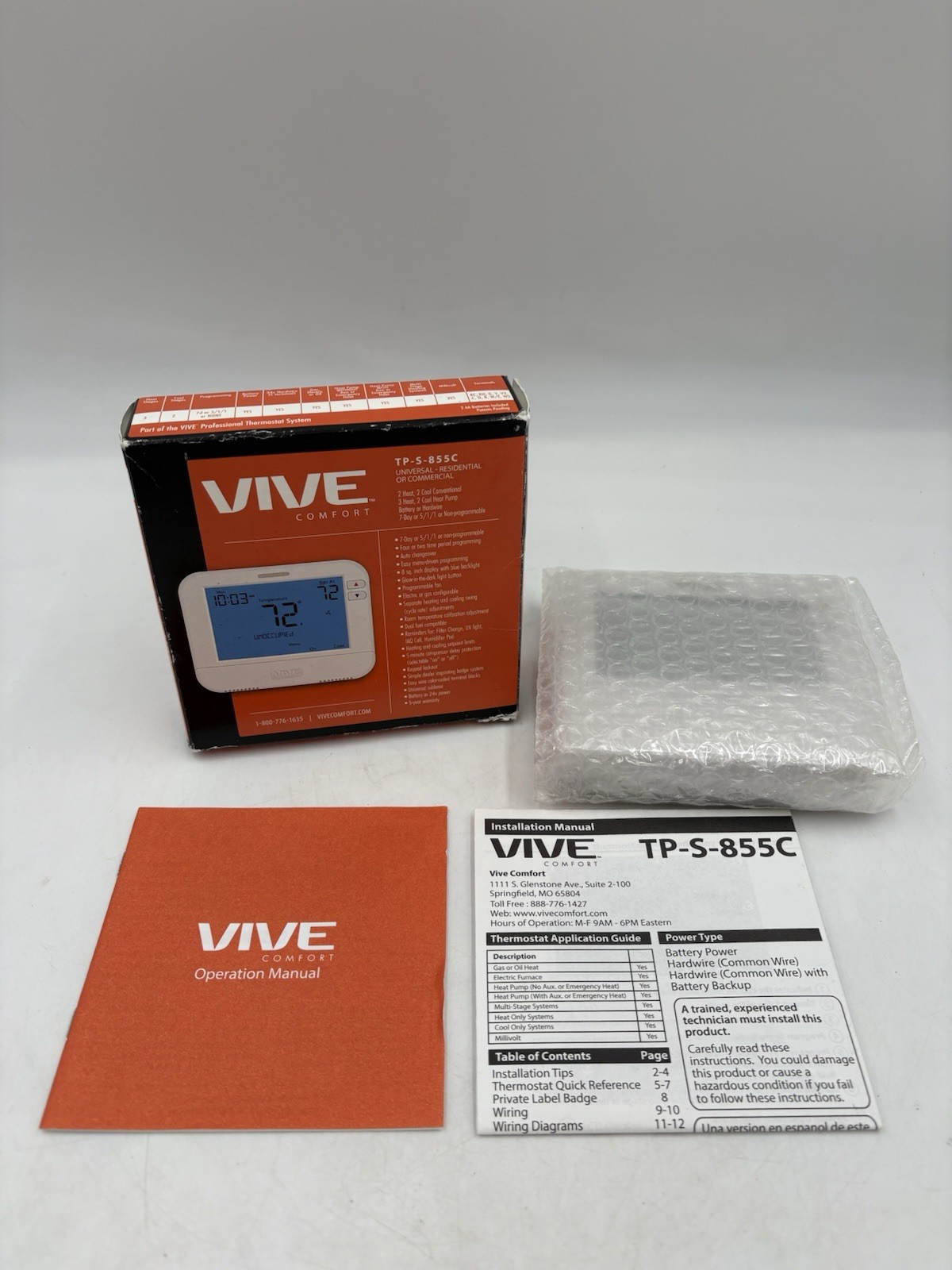 Vive Comfort TP-S-855C 7-Day Programmable Thermostat Residential Commercial