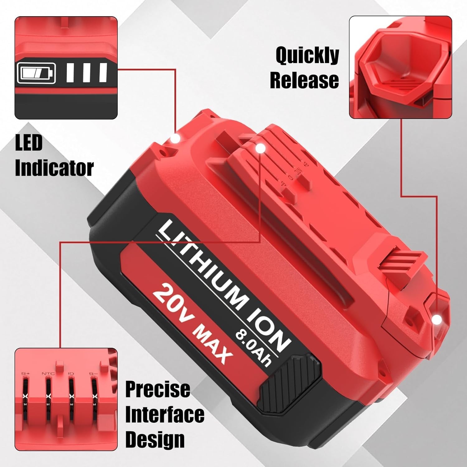 2x V20 8 Ah For Craftsman 20Volt MAX Lithium-ion Battery CMCB204 CMCB202 CMCB206