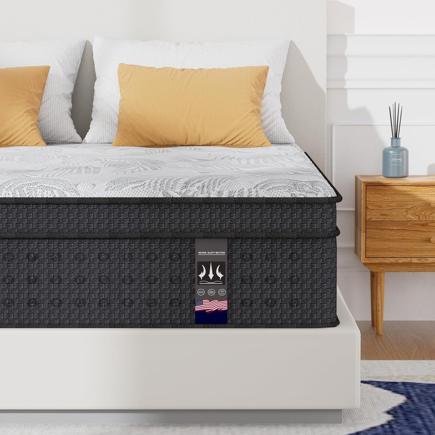 14″ Cal King Mattress Hybrid Spring Medium Firm Gel Memory Foam Bed in a Box