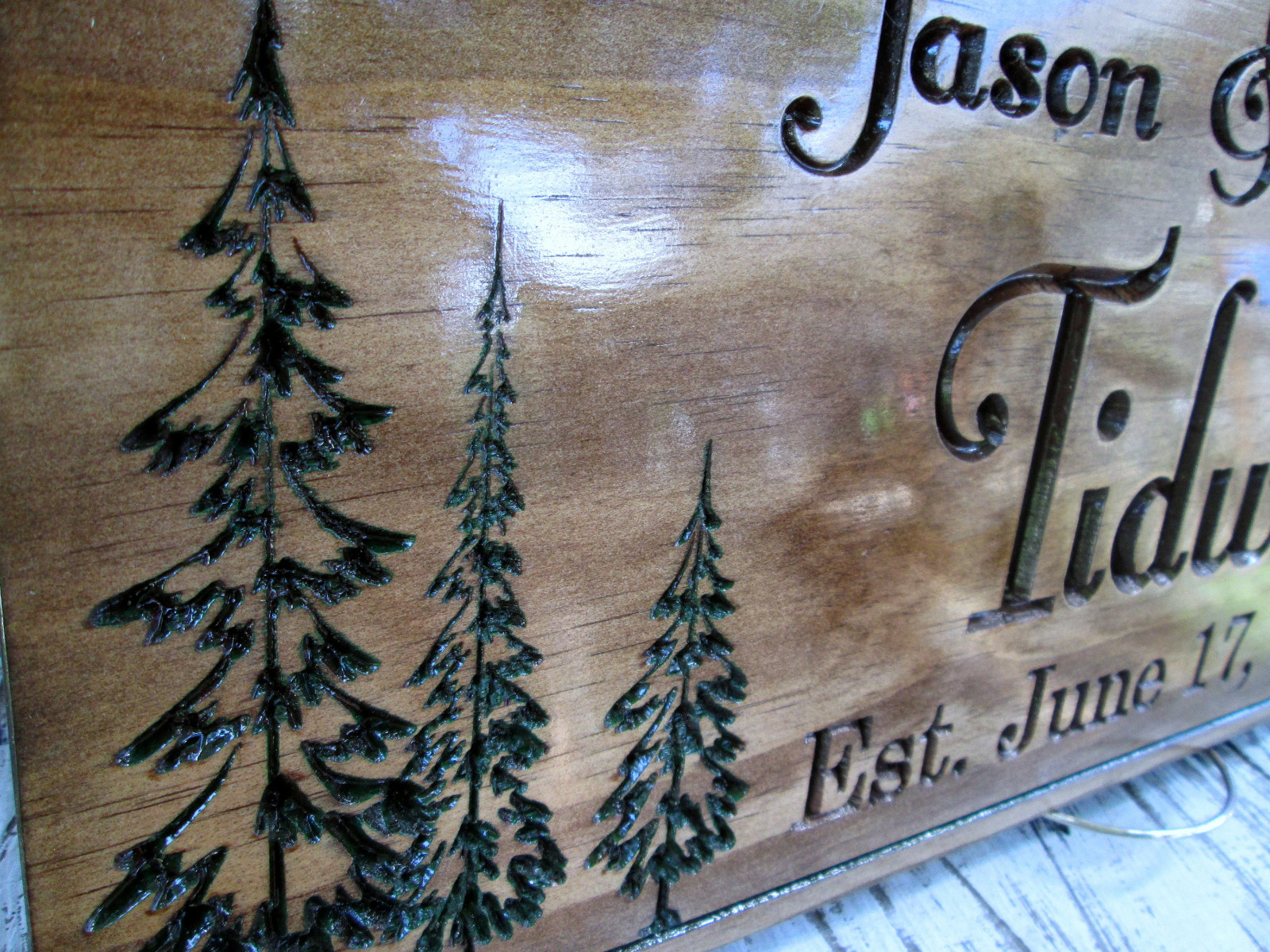 Personalized Custom Carved Cedar Wooden Sign, Last Name Rustic Home Wall Decor