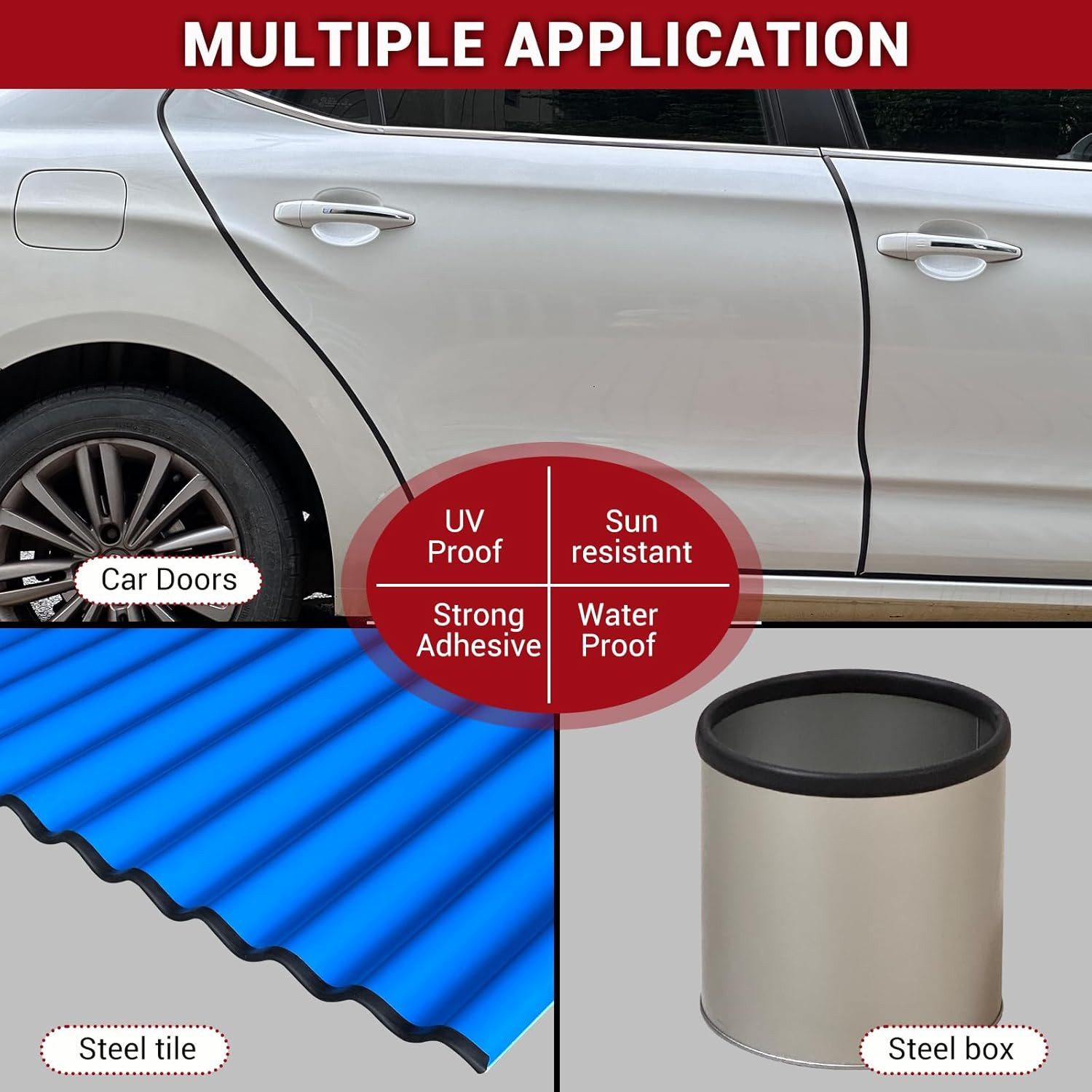 Rubber Edge Trim 1/16″ Self Adhesive U Channel Edge Protector Black 10FT EPDM