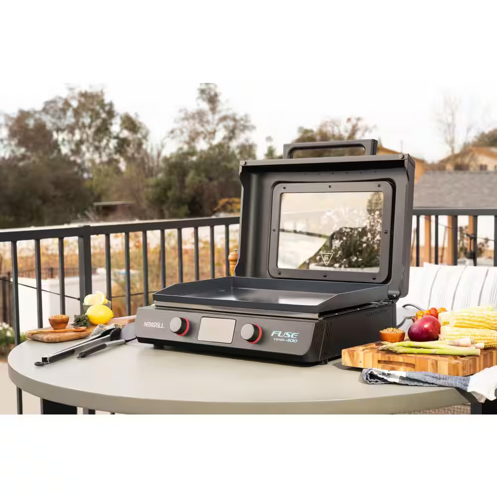 Fuse 400 22 In. Tabletop Electric Grill Griddle in Black