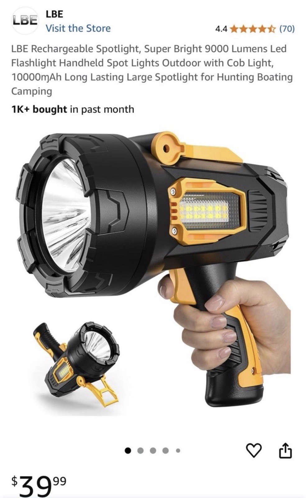 Rechargeable Super Bright Led Flashlight Handheld Spot Lights Outdoor