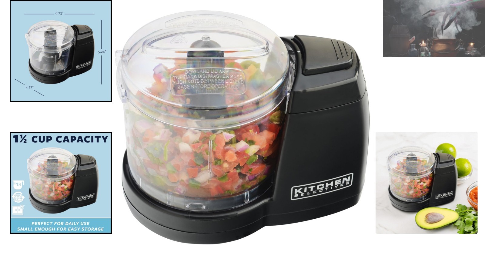 1.5-Cup Mini Food Chopper – Easy Operation & Dishwasher Safe Parts