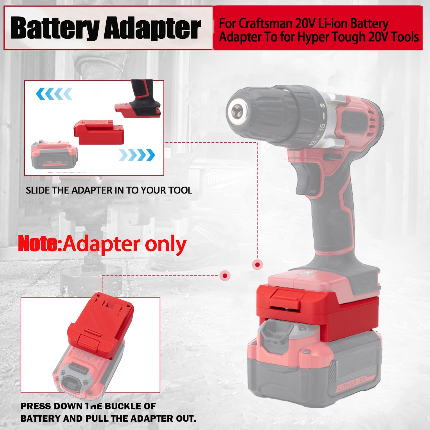 Battery Adapter For Hyper Tough 20V Tools To For Craftsman 20V Li-Ion Battery
