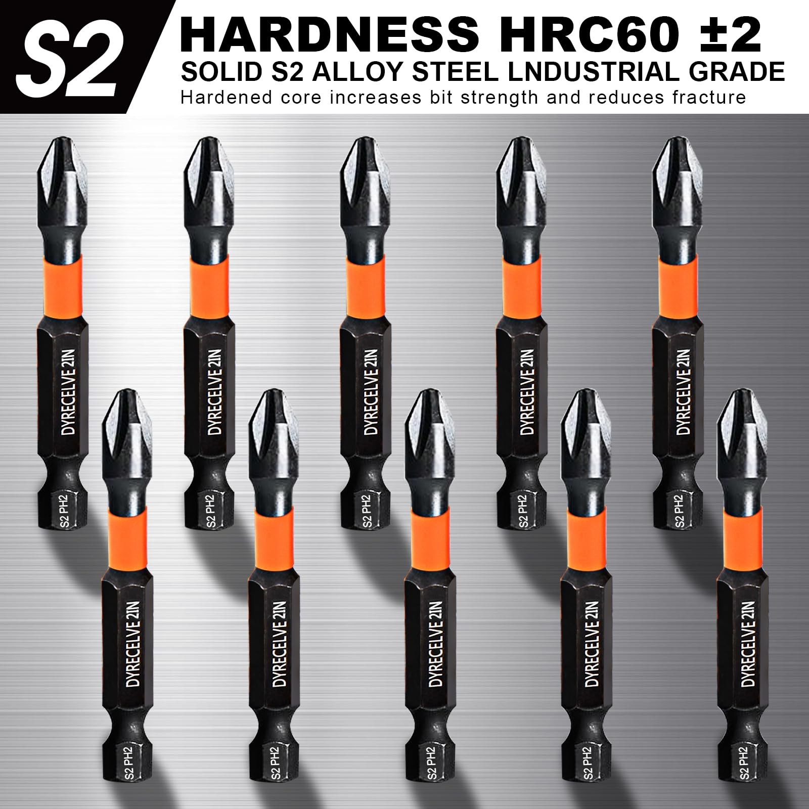 10-Pack Phillips Bits #2 Impact, 2-Inch Magnetic Phillips Head Drill & Screwdriv