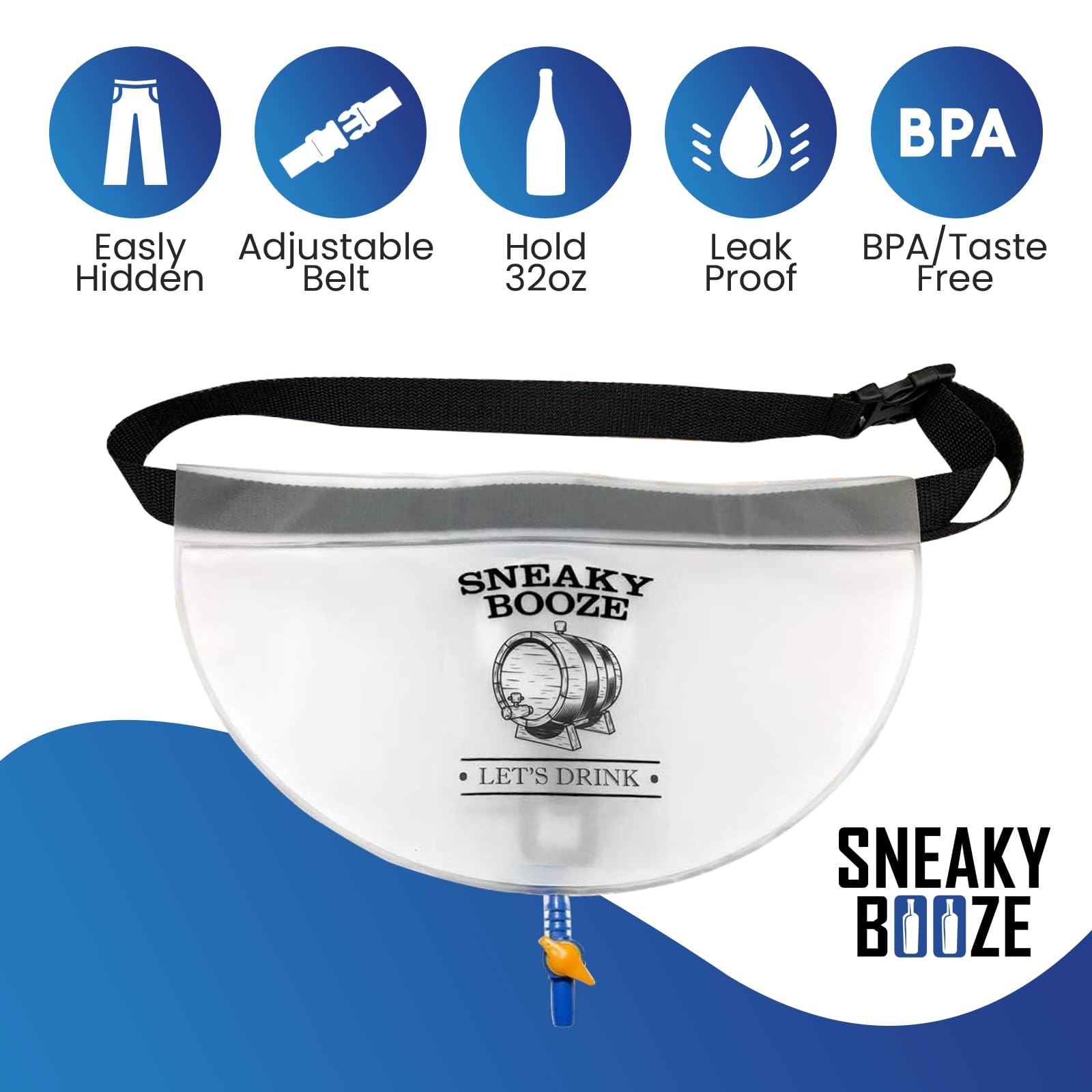 Sneaky Booze Hidden Flask Pouch For Men And Women: Portable 32oz Blue