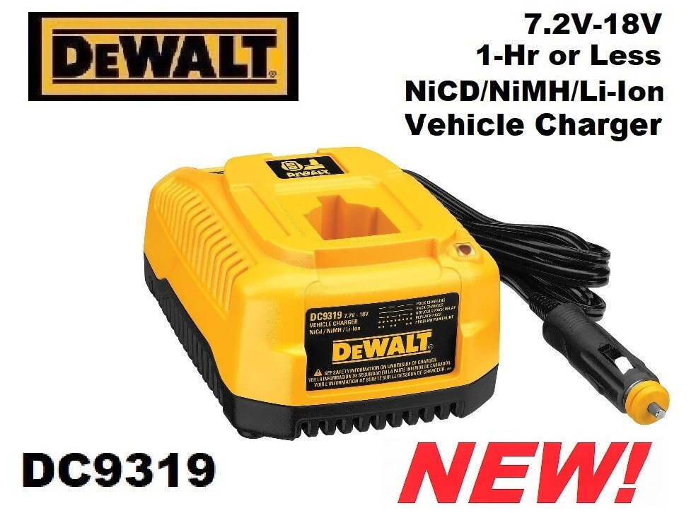 Genuine DEWALT DC9319 7.2V 12V 14.4V 18V Volt 1-Hr Vehicle Charger *NEW IN BOX*
