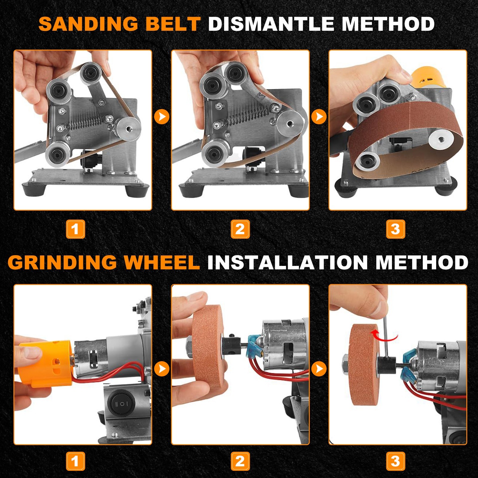 Mini Electric Belt Sander 7 Speed Benchtop Grinder Knife Sharpener Polisher US