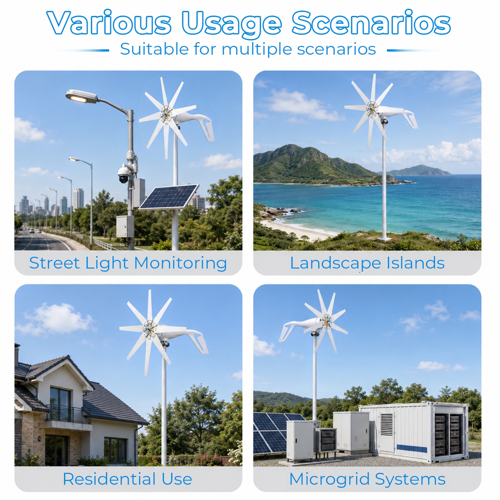 2000W 8 Blades Wind Turbine Generator Kit 24V Windmill w/Controller Home Power