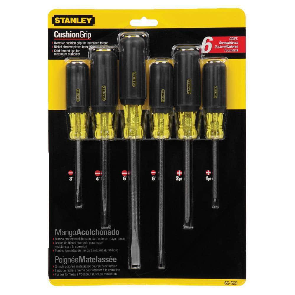Stanley Screwdriver Set Alloy Steel Cross-Ground Tips Rubber Grip Handle 6-Piece