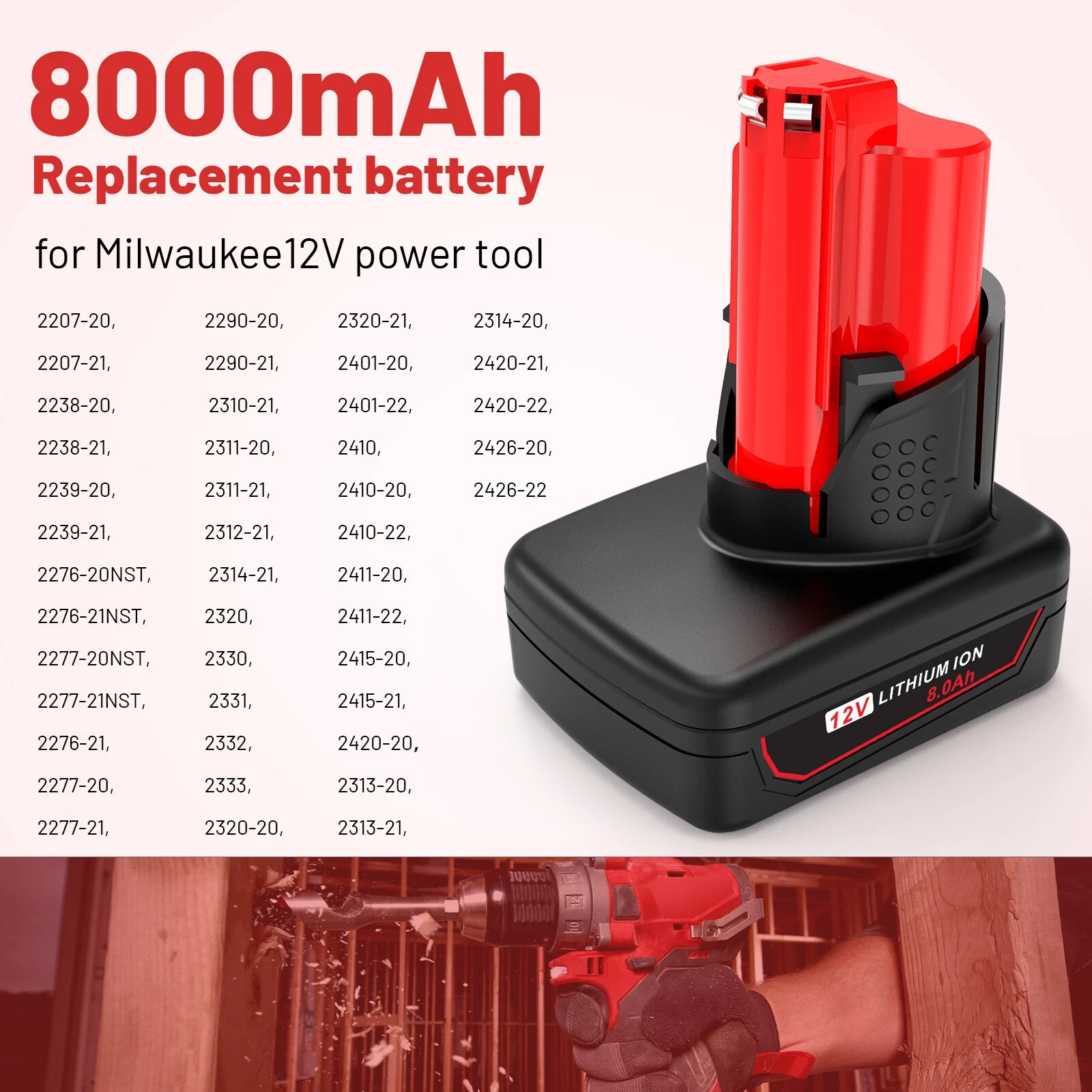 2x 8.0Ah For Milwaukee M12 12V LITHIUM Battery Extended Capacity 48-11-2460
