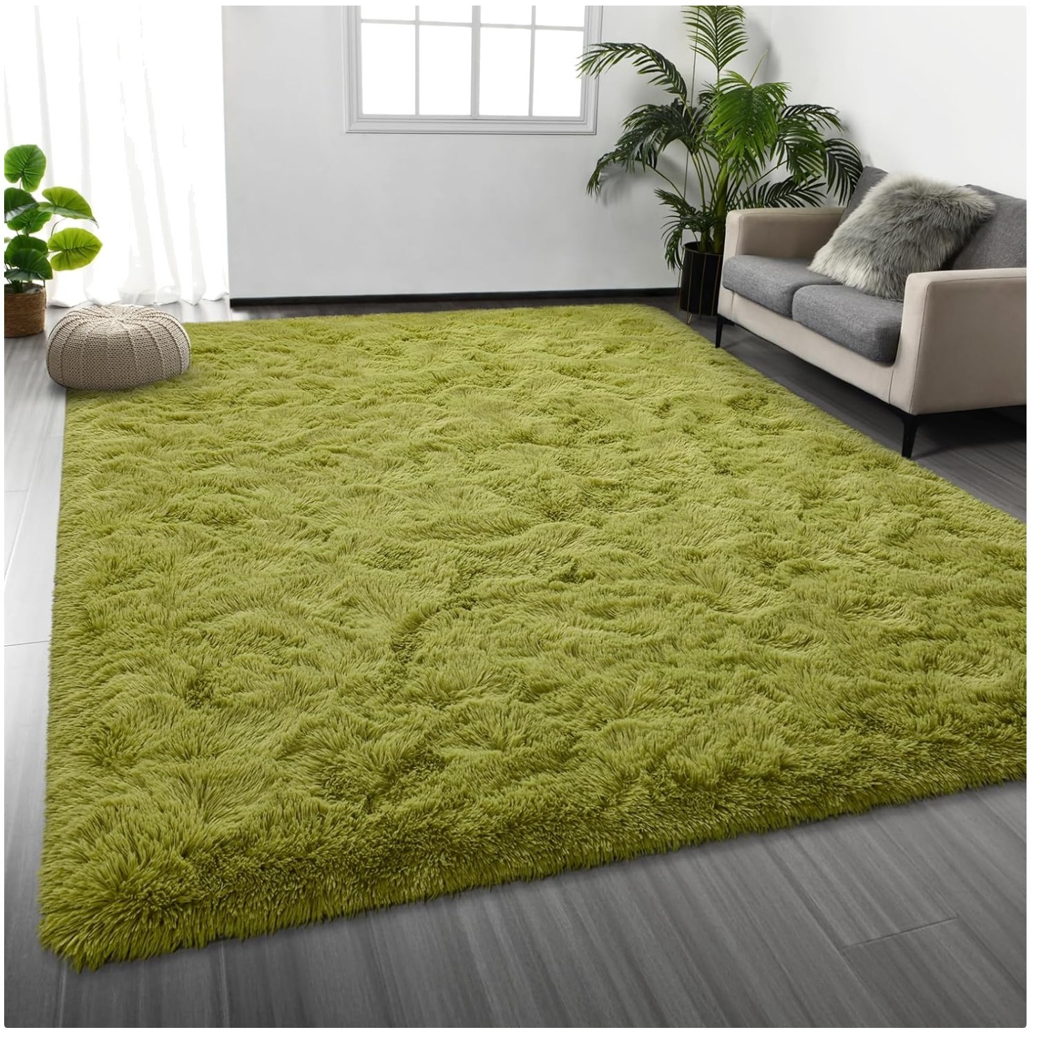 Ultra Soft Fluffy Green Rug – Shag Bedroom Carpet