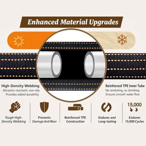 50FT Flexible Garden Hose & 10Modes Nozzle,None Expanding 50 Feet Orange-Black