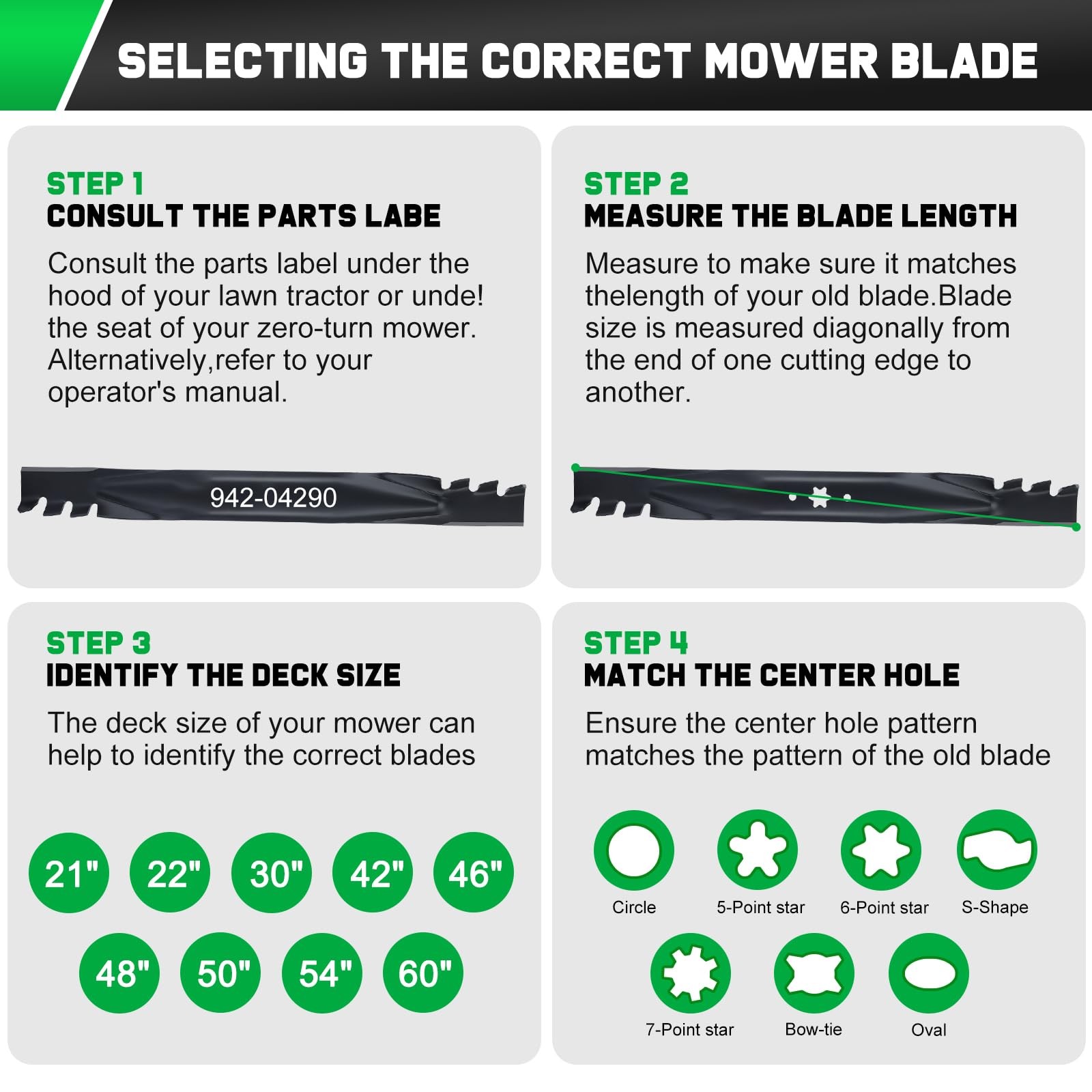 Mower Blades for Cub Cadet 46in Zero Turn XT1 LT46 942~04290 6~Star