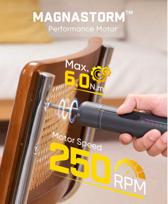 S2 Pro Max Cordless Screwdriver Set, 7 Torque, 16 Bits, Angle Adapter