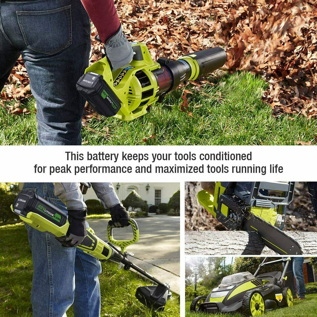 1/2X Battery For Ryobi 40V With LED Lithium-Ion 40-Volt OP406VNM OP40602