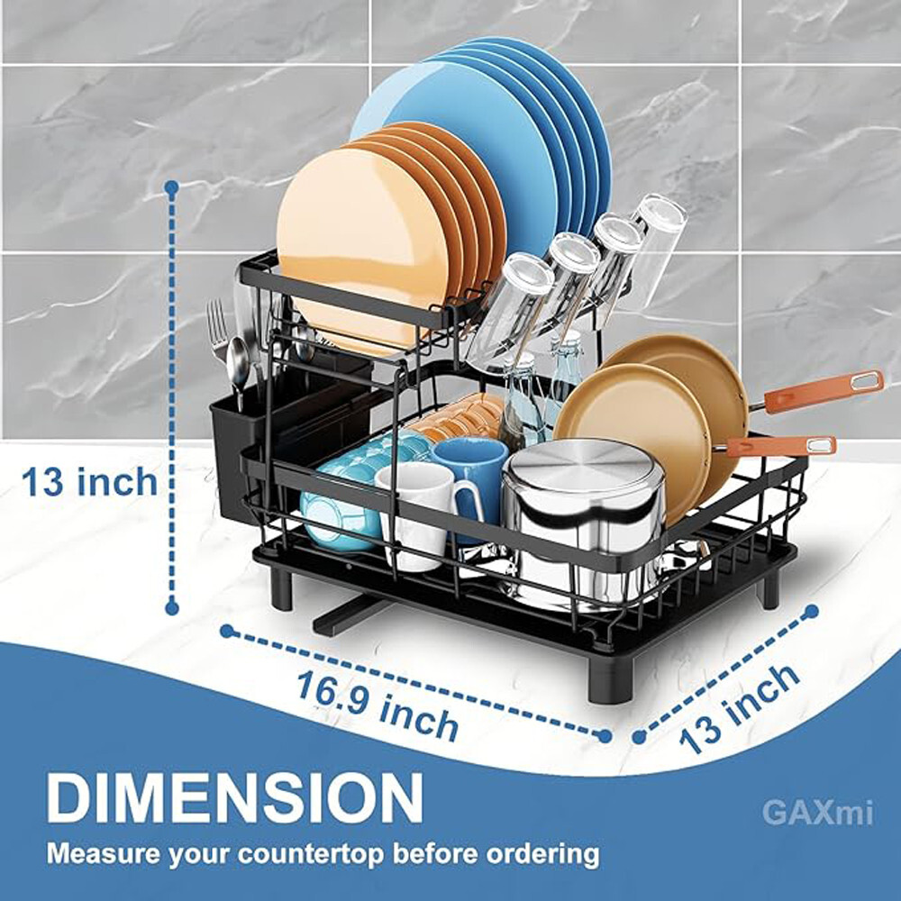 2 Tier Over Sink Dish Drying Rack Stainless Steel Kitchen Dish Drainer organizer