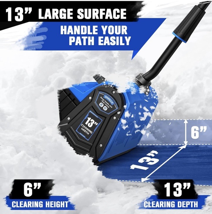 40V Cordless Snow Shovel, 13 Inch, 4.0Ah Electric Snow Blower, Blue