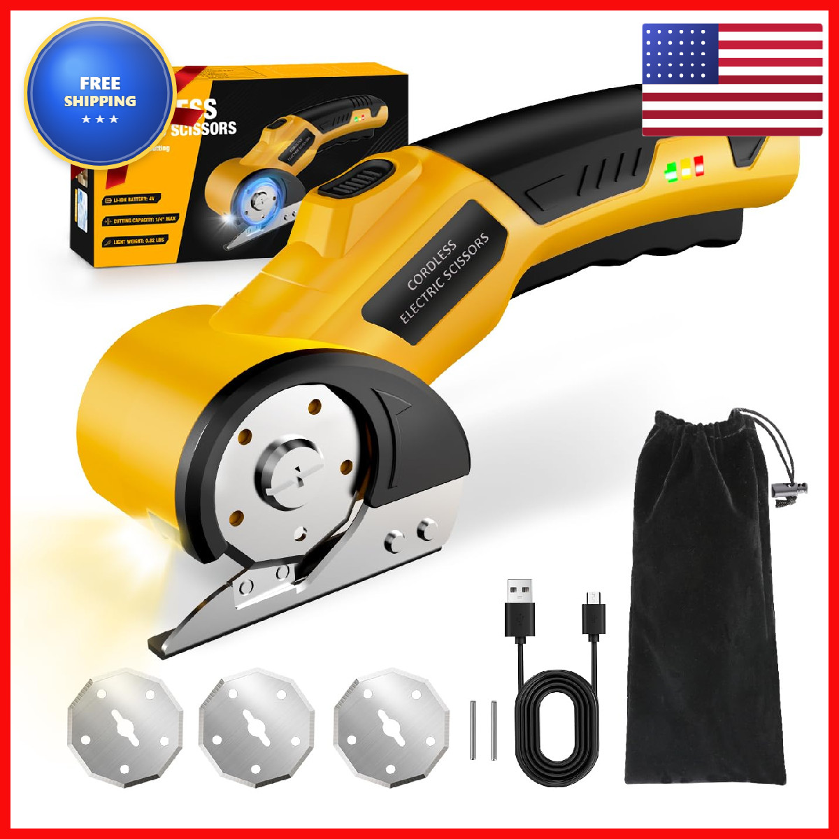 Zeleki Cordless Electric Scissors4V Rechargeable Cardboard Cutter Heavy Duty