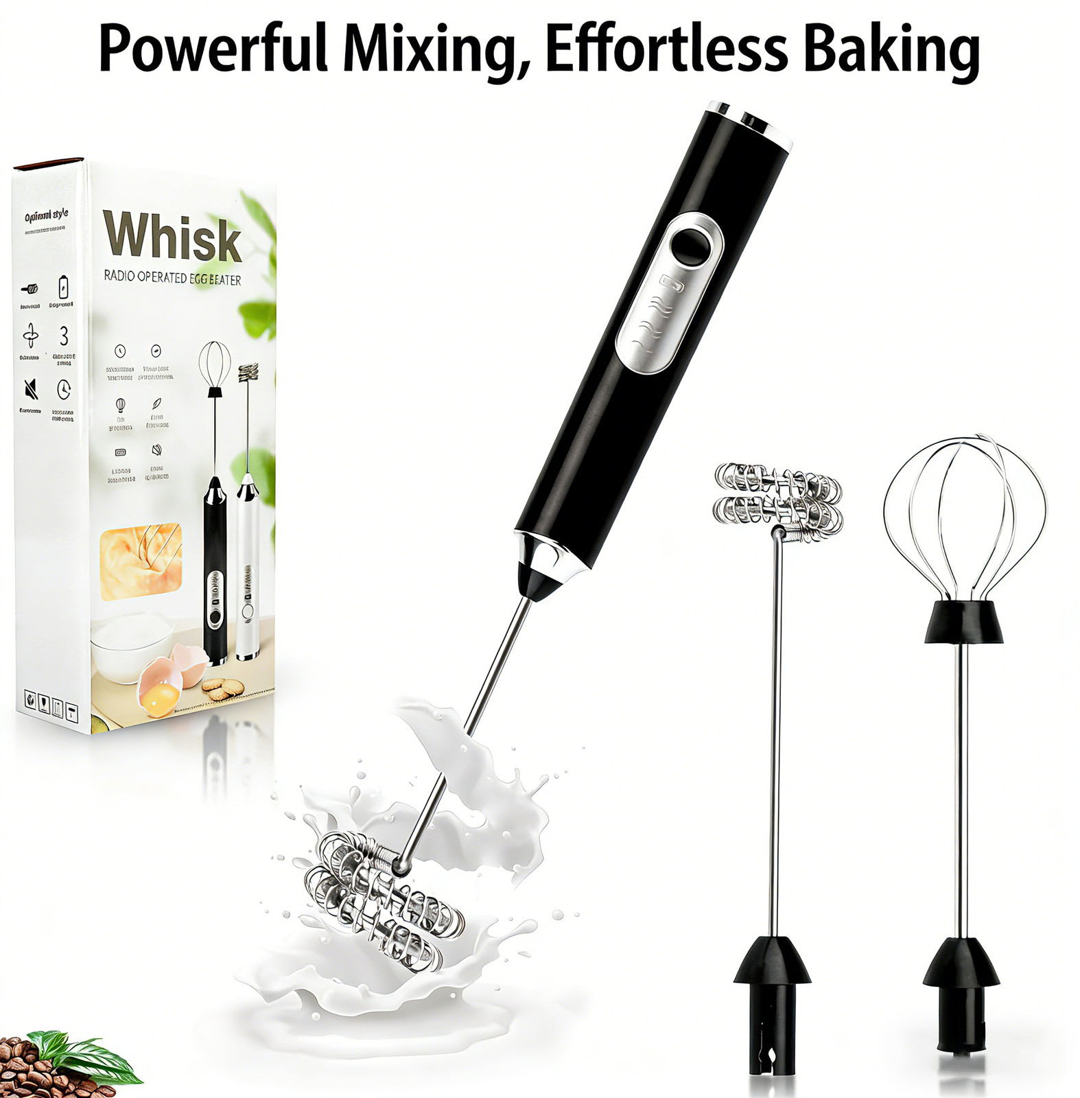 3in1 Electric Milk Frother USB Rechargeable 3Speed Handheld Coffee Frother Whisk