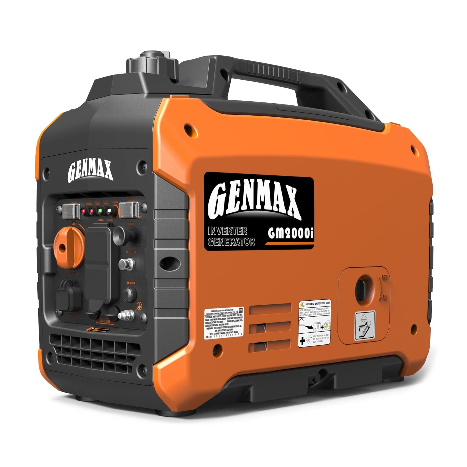 GENMAX Portable Inverter Generator, 2000W Ultra Quiet Gas Engine, EPA Compliant