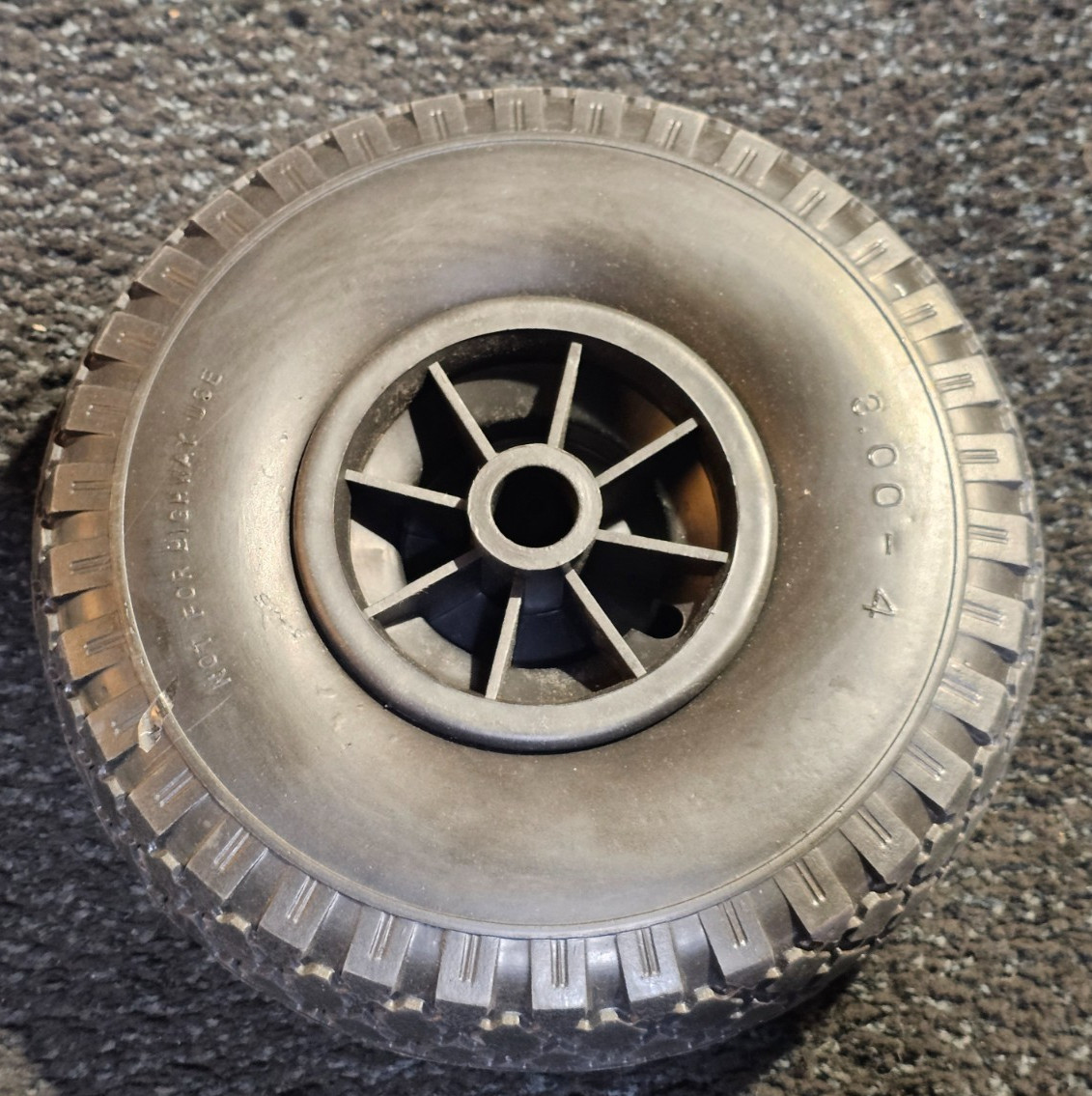 (QTY 2) Black Wheel And Tire Assembly 8 Spoke 3.00-4 For Garden Wagon Trolley