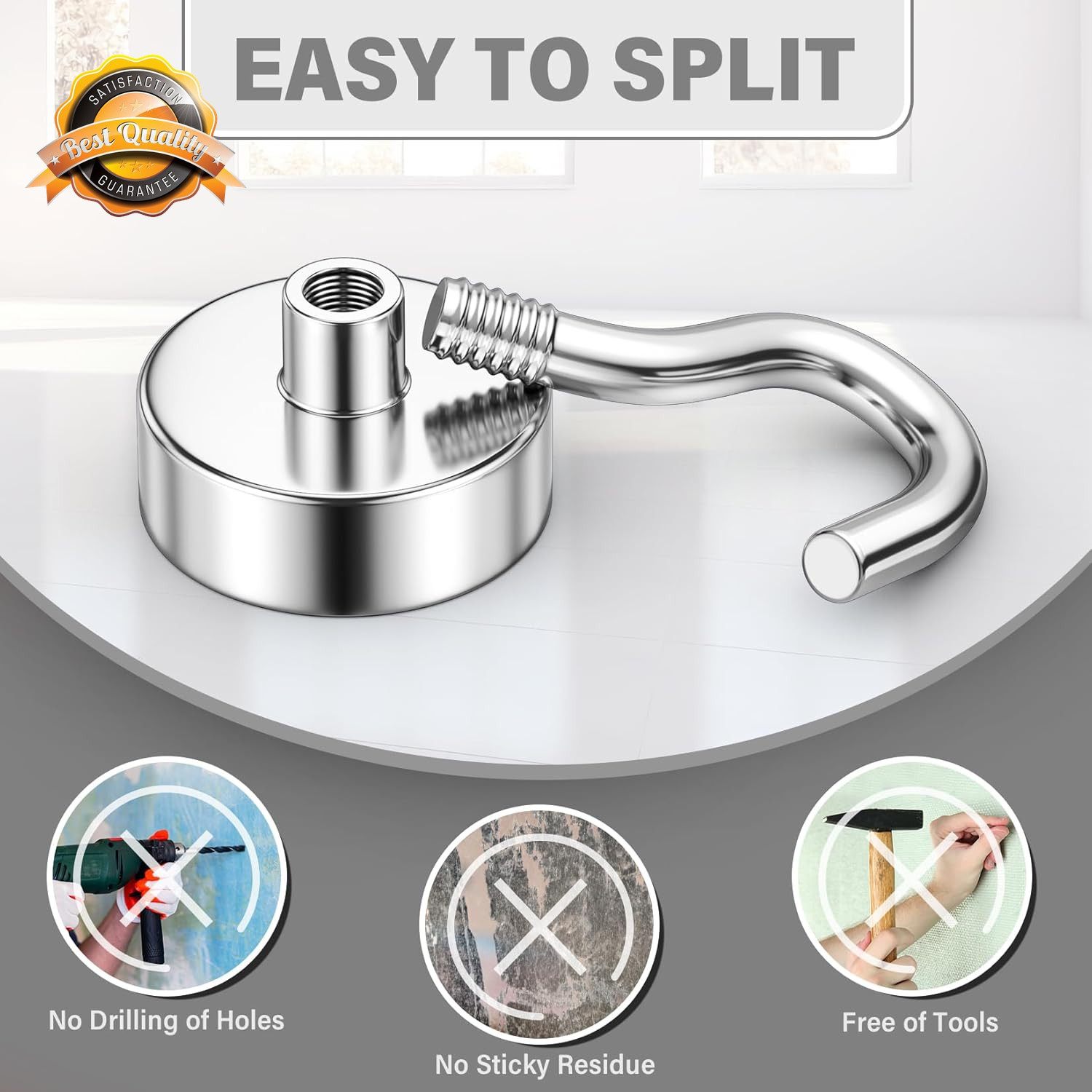 Magnetic Hooks Heavy Duty 30LB Strong Magnets Hanging Silver 8 Pack