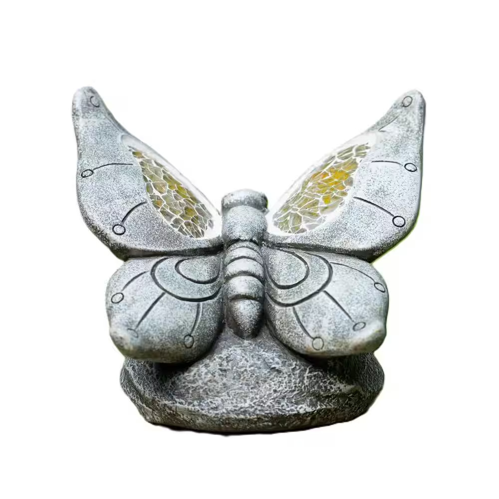 6.69 In. X 6.1 In. X 5.67 In. Garden Statue Solar Butterfly Decor for Outdoor