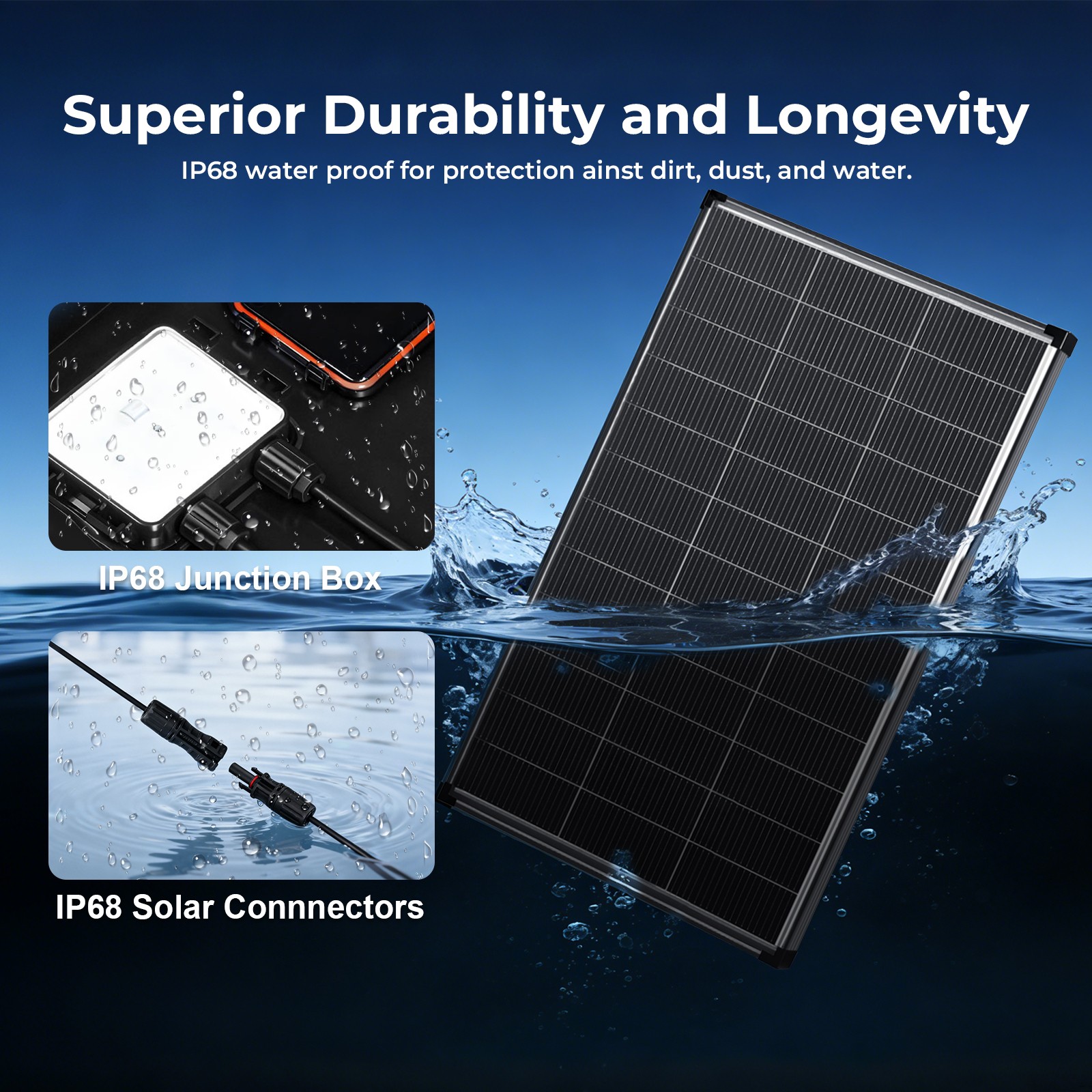 AeternaSol 4Pack 200W Bifacial Solar Panel 800W N-Type 18V Mono Off Grid Roof RV
