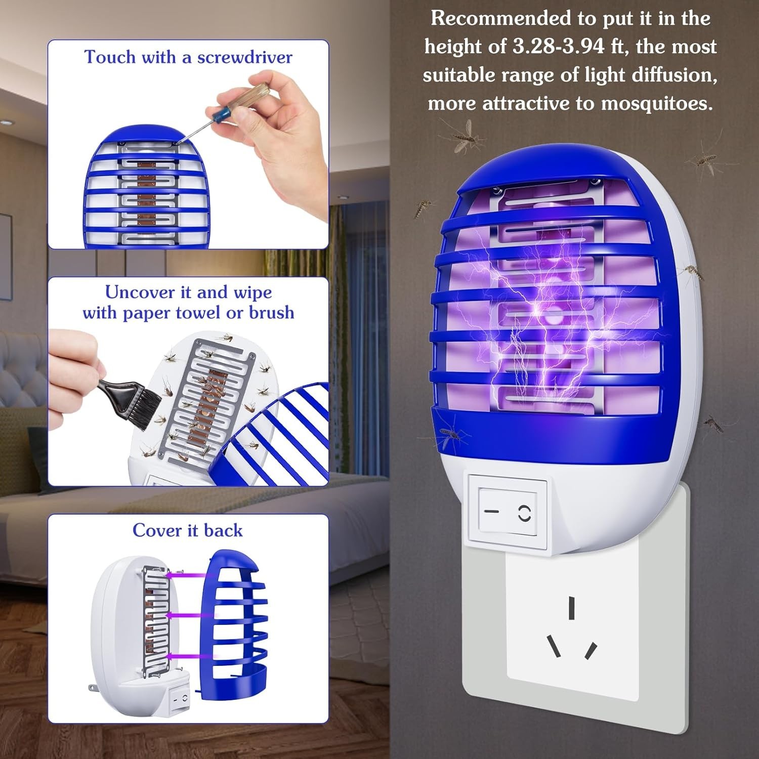 1-4 Electric Plug in Mosquito killer Zapper Lamp Indoor Fly Bug insect LED Trap