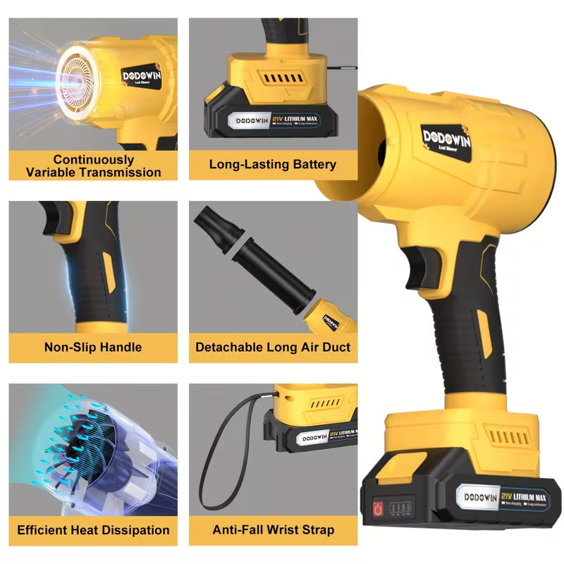 21V Electric Cordless Leaf Blower Lightweight Handheld Yard Cleaning Car Drying