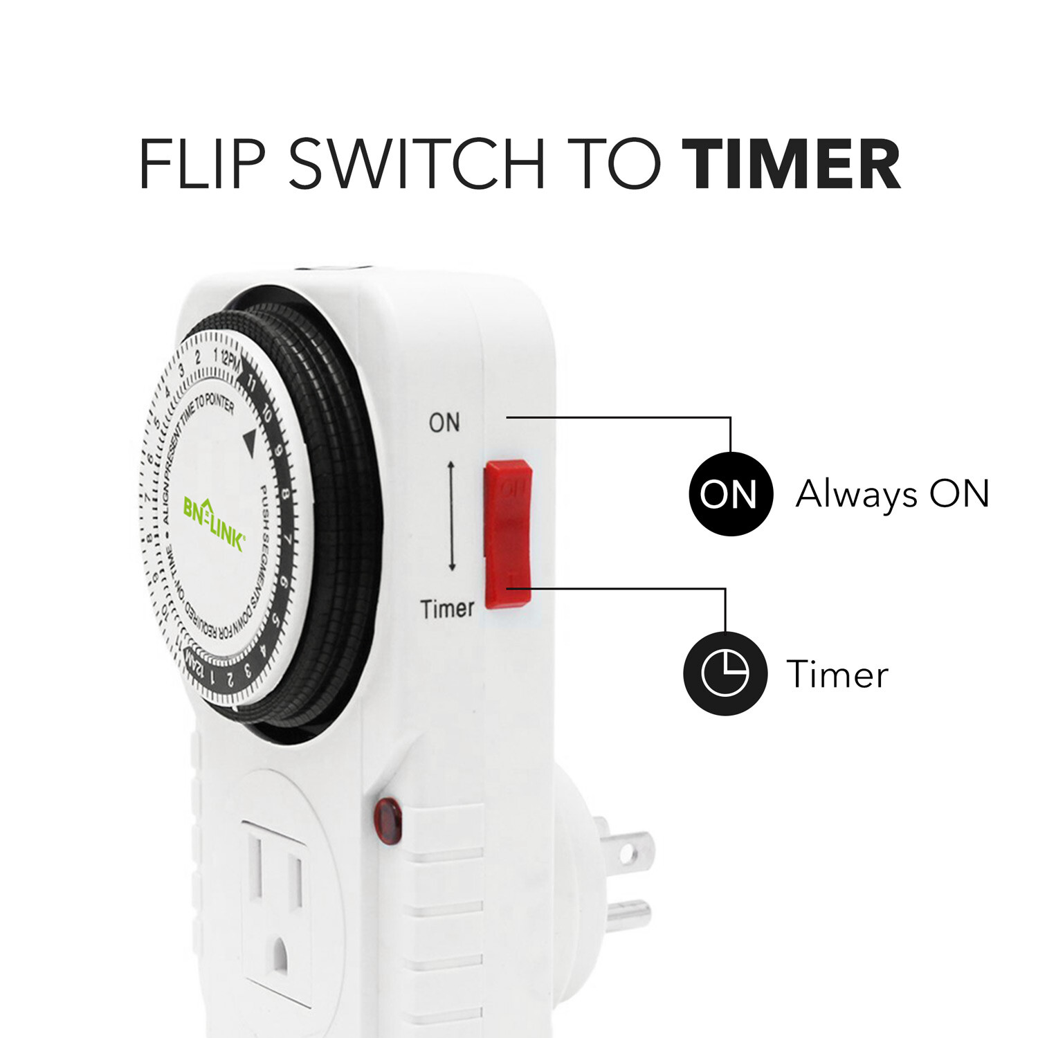 2 Pack 24Hr Plug in Mechanical Grounded Programmable Timer Indoor Heavy Duty