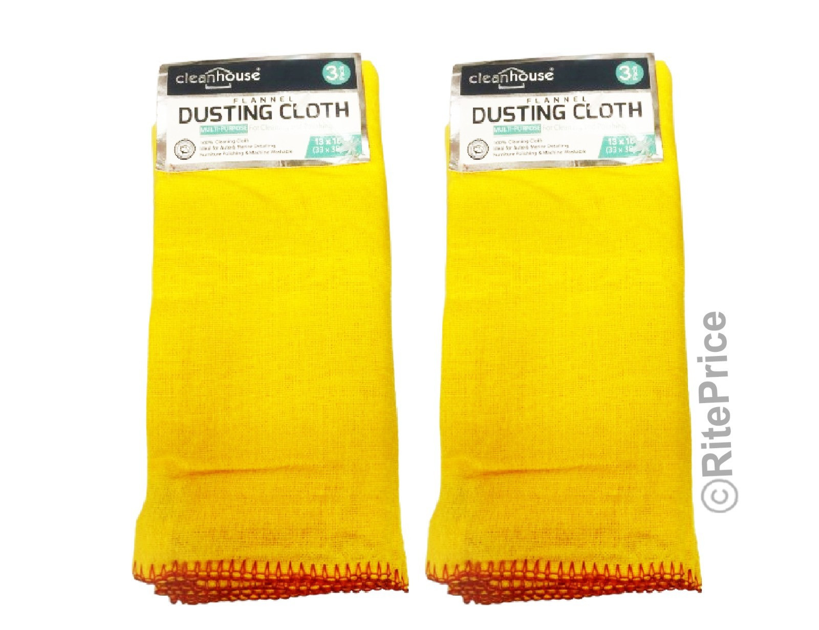 6 PCS 100% Pure Cotton Yellow Multi-Purpose Dusters Cleaning Cloths (2 Pack)-New