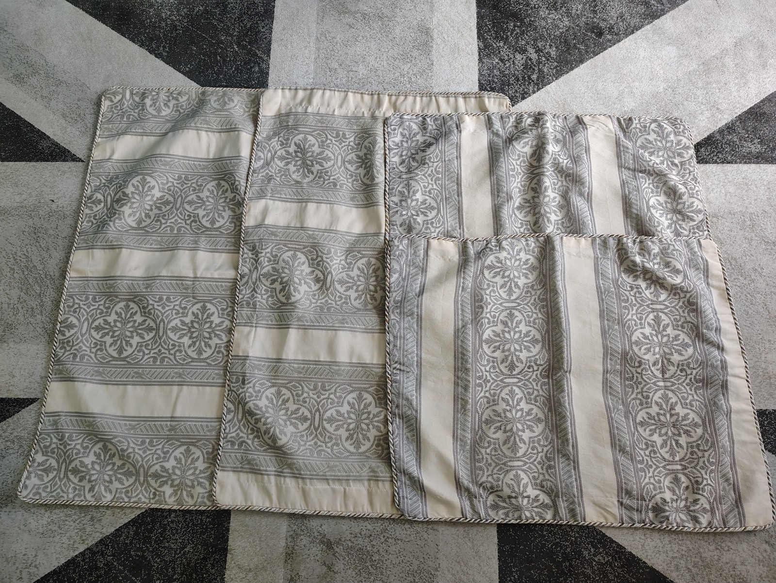 WAMSUTTA 2 king & 2 standard pillow shams Cream, Beige, Gray rope braided border