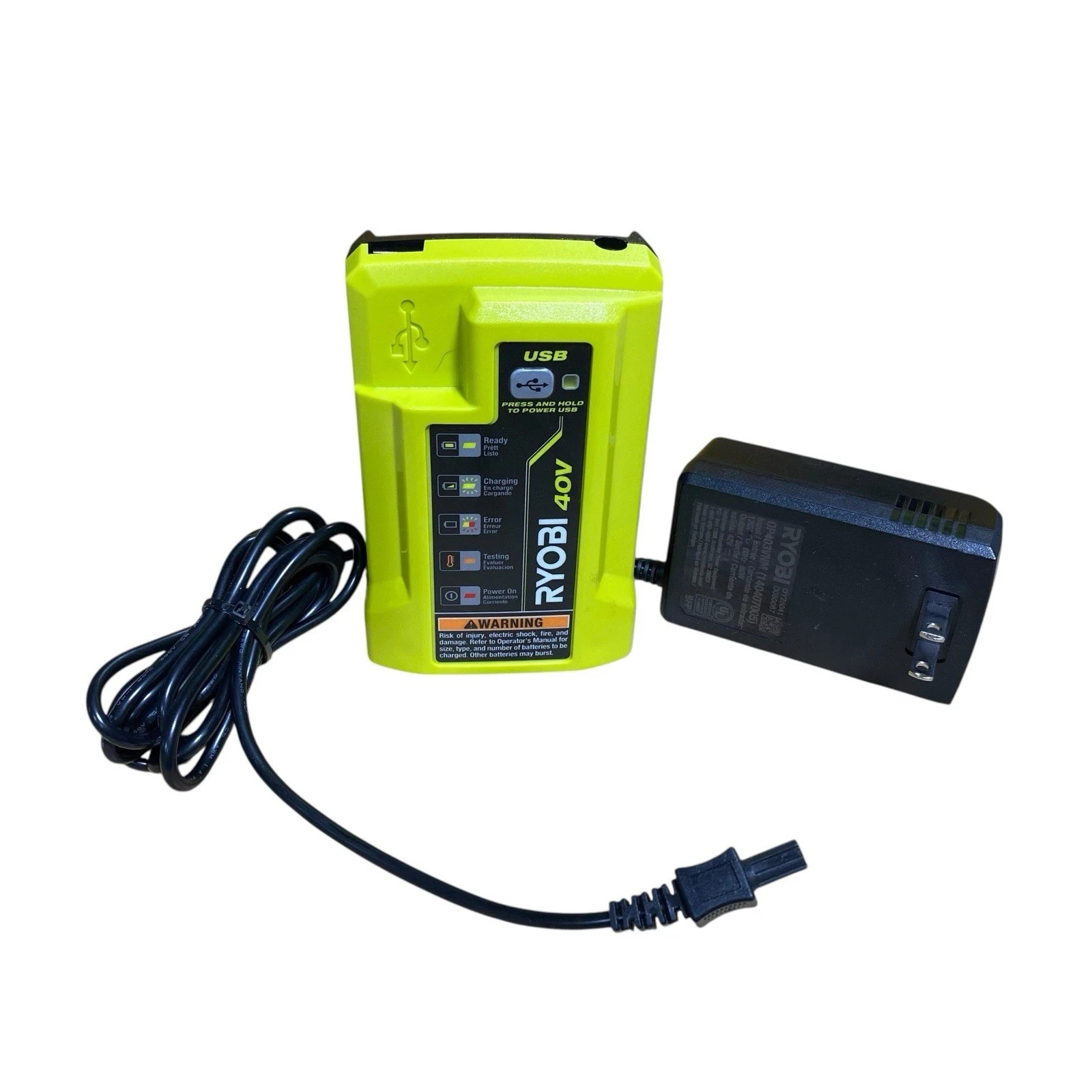 Ryobi OP403 40V Lithium-Ion 2-in-1 Battery/USB Charger – TESTED & WORKS!