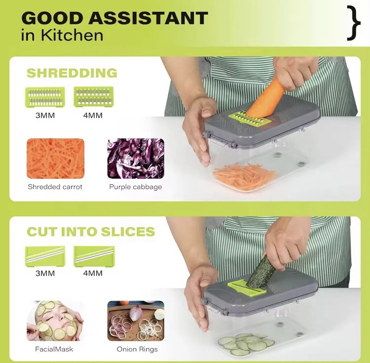 22 In 1 Vegetable Fruit Chopper and Slicer,Kitchen Food Cutter and Dicer/US