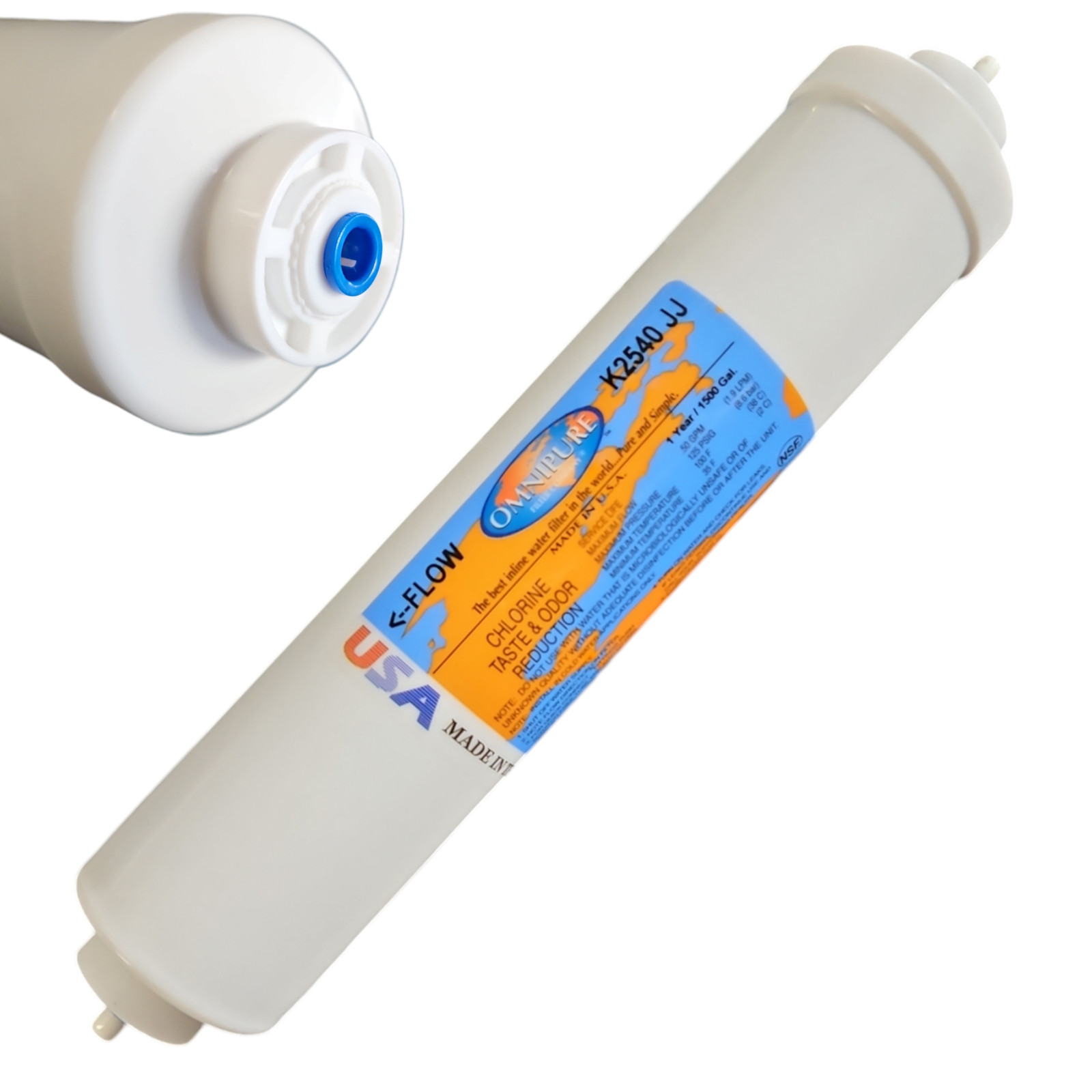 Omnipure K2540-JJ Carbon filter for Chlorine and Taste 10″x 2″ for 1/4″ QC 1-PK