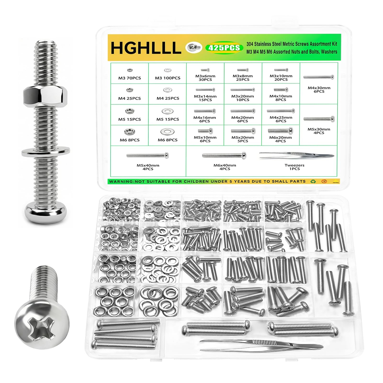 1015Pcs M2 M3 M4 M5 Hex Socket Button Head Screws Bolt Nut Washer Assortment Kit