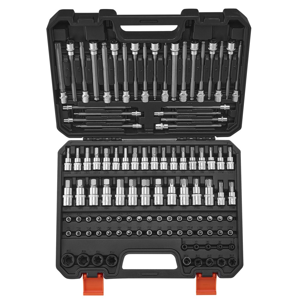 Bit Socket Set 107-Piece SAE and Metric Hex Torx External Torx Tamper-Proof