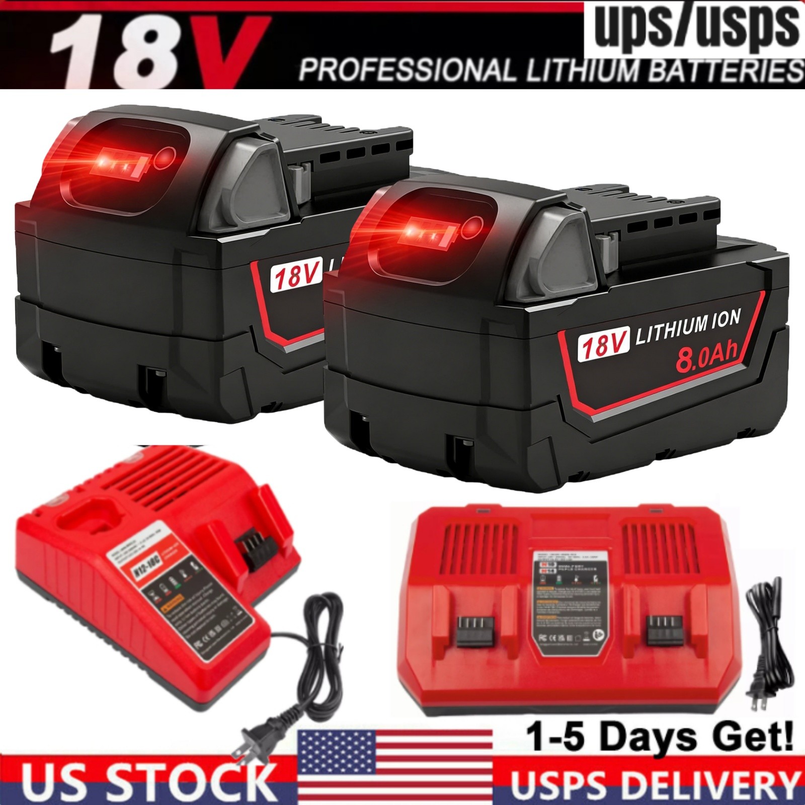 For Milwaukee for M18 12.0AH Battery Extended Li-ion 48-11-1880 or Charger