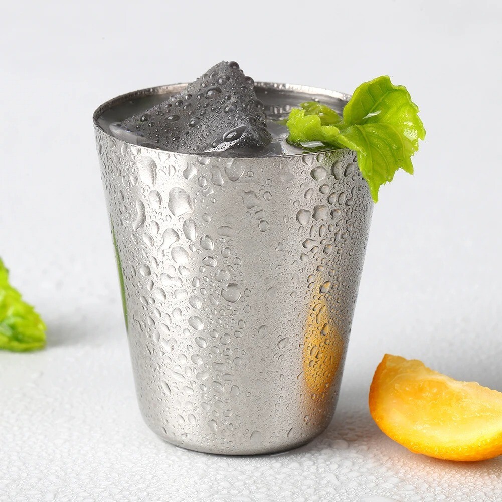 Mini Shot Glass Cup Drinking Whiskey Mugs+Cover Case T Stainless Steel