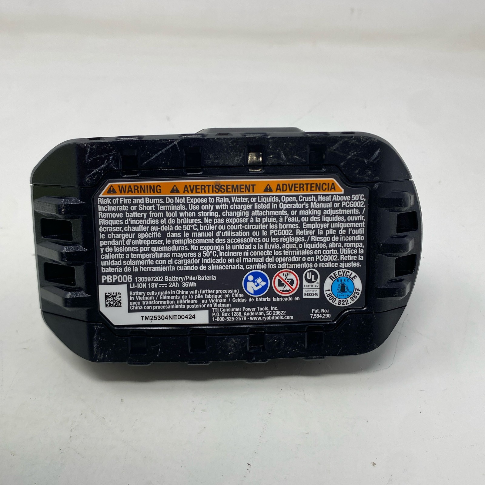 Ryobi ONE+ 18V 2.0Ah Battery & Charger Kit Green/Black (Charger Bad)
