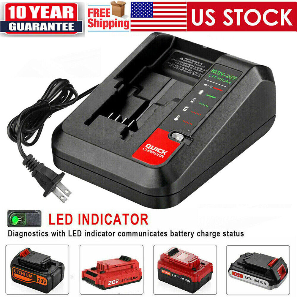 2Pack 20V Lithium-ion 1.5Ah Battery/Charger for BLACK DECKER 20 Volt LBXR20 LB20
