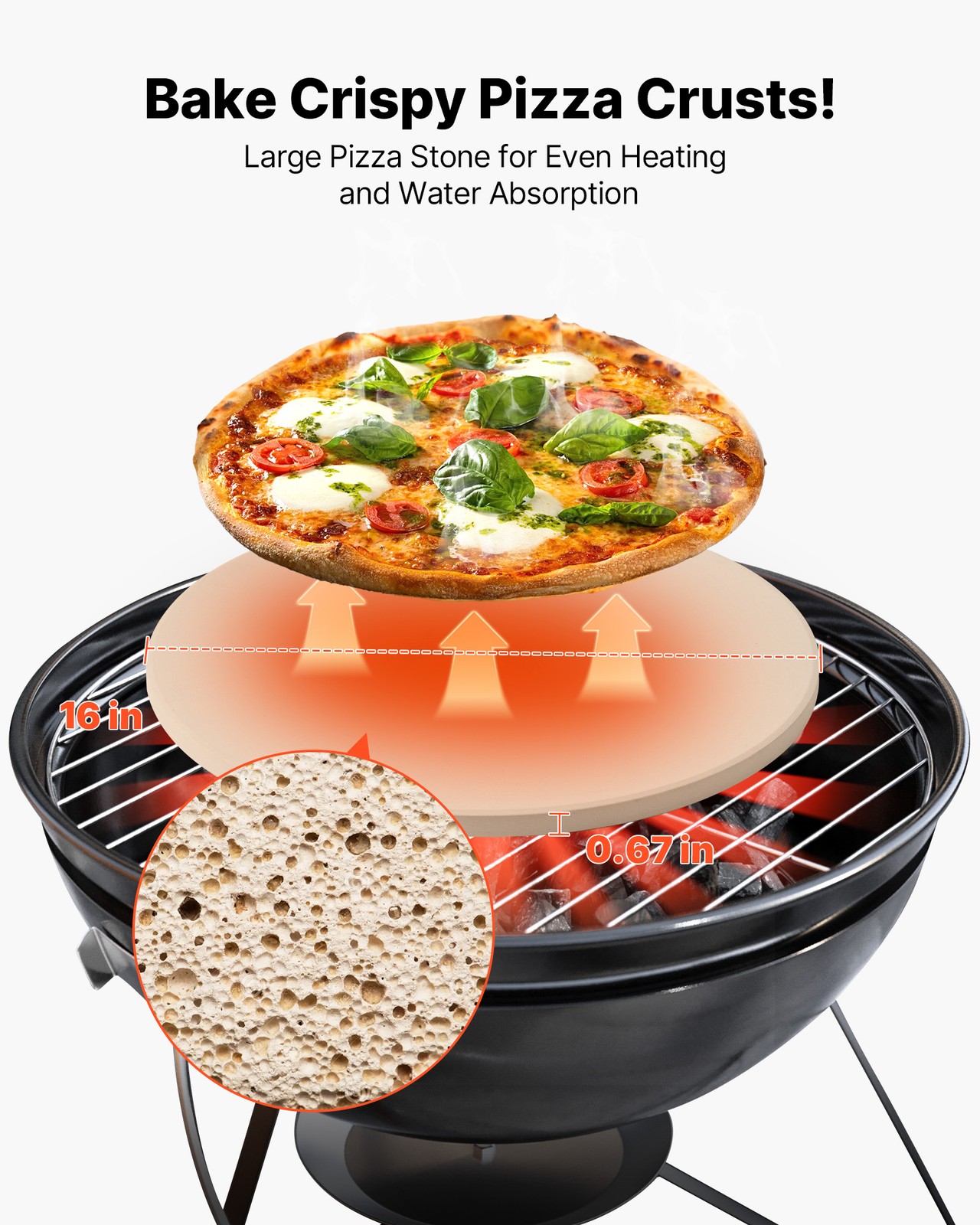 VEVOR Pizza Stone Round/Rectangular Cordierite Baking Stone for Oven & Grilling
